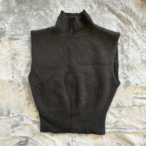 Reformation Medium Arco Cashmere Sleeveless Turtleneck Black